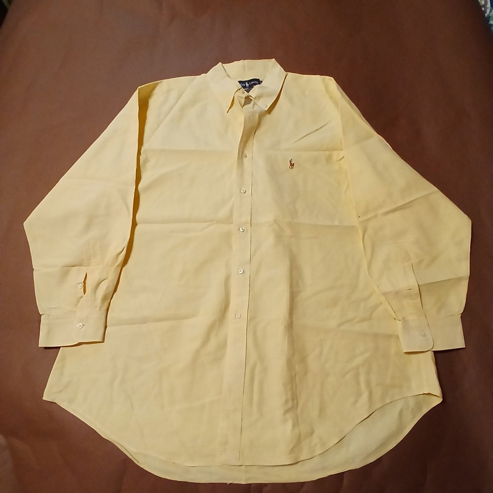 Ralph Lauren Yarmouth Shirt Mens 17.5 / 33 Yellow Button Up Long Sleeve Cotton